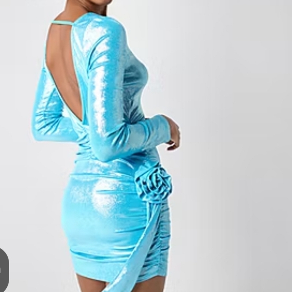 NWT Johnny Wujek Baby Blue Body Con Dress   Size L